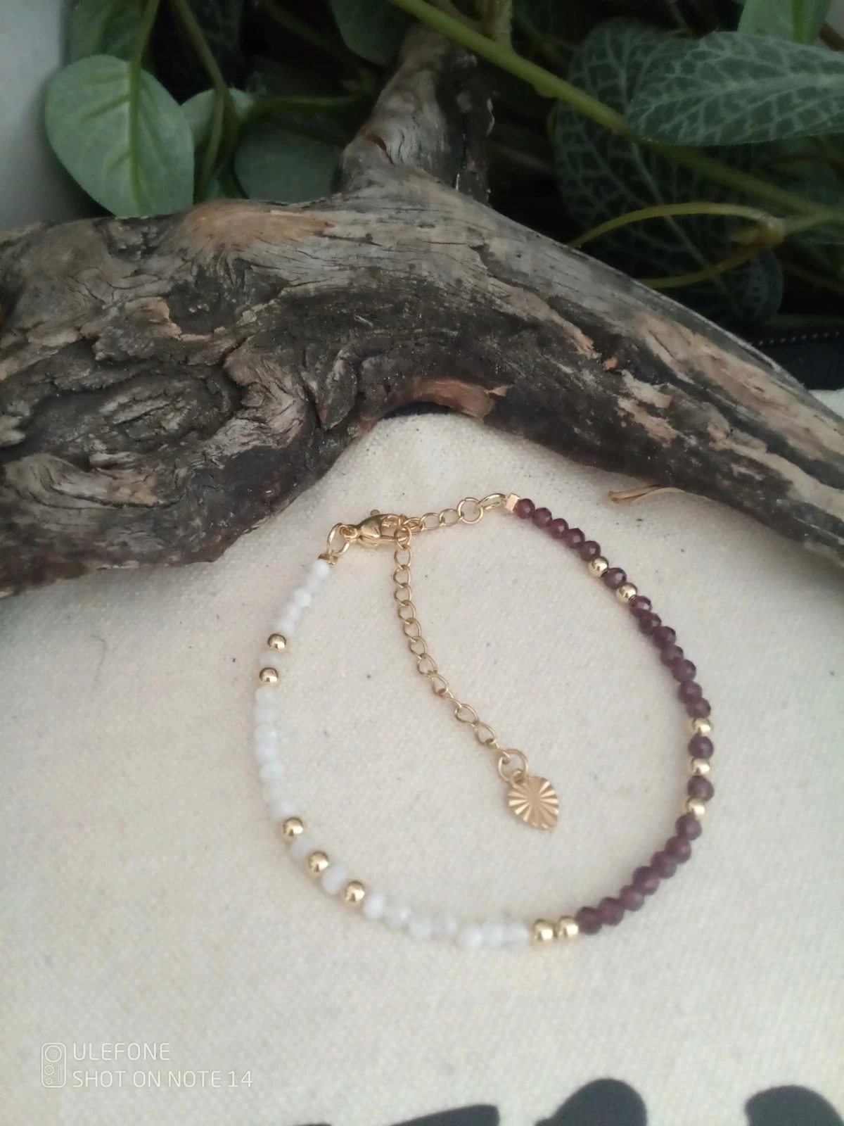 Bracelet pierres de grenat et pierres de lune – photo 2